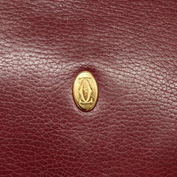 CARTIER Briefcase Leather Bordeaux Gold Auth - Picture 12 of 16
